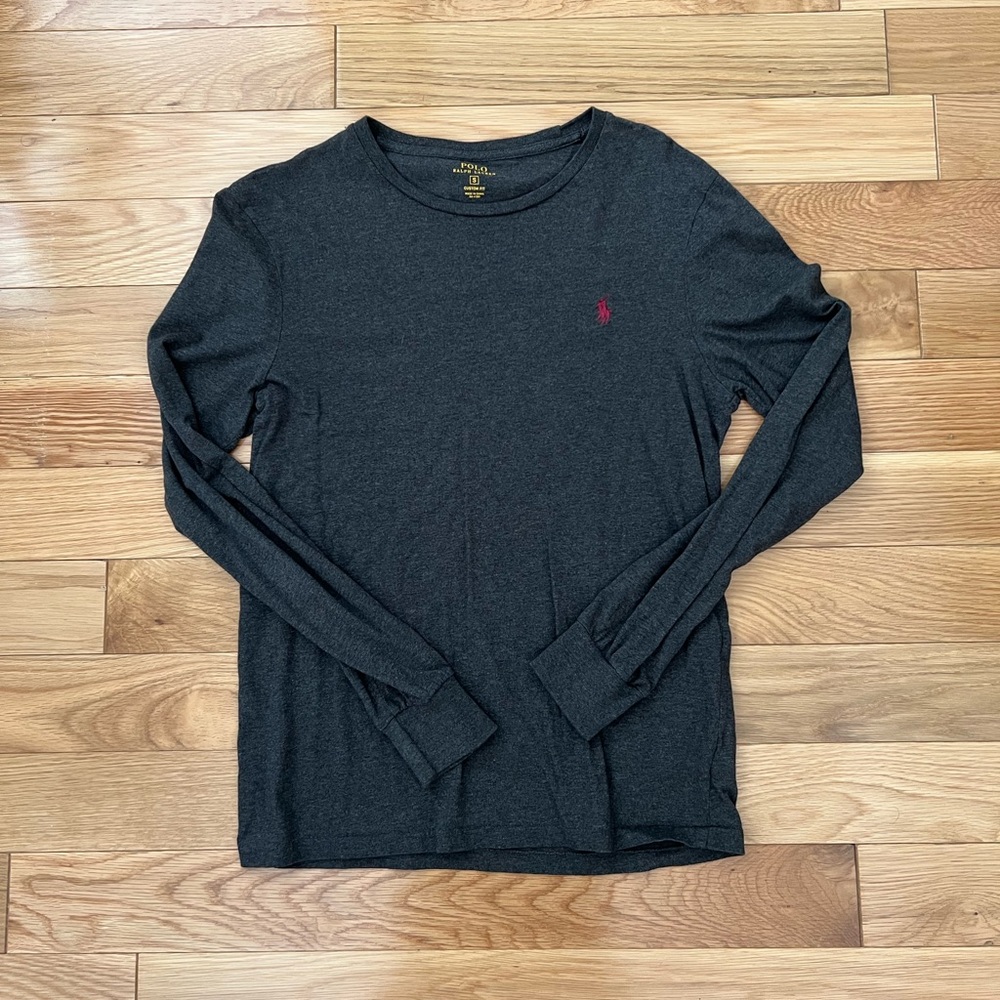 Dark Gray Polo by Ralph Lauren Long Sleeve (Size Small)